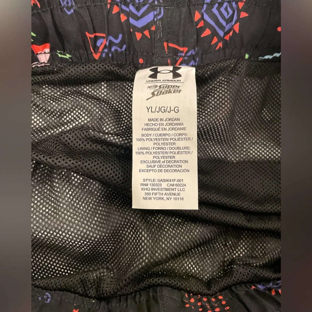 Under Armour Nerf Super Soaker Volley Swim Trunks Youth Large Black and Neon